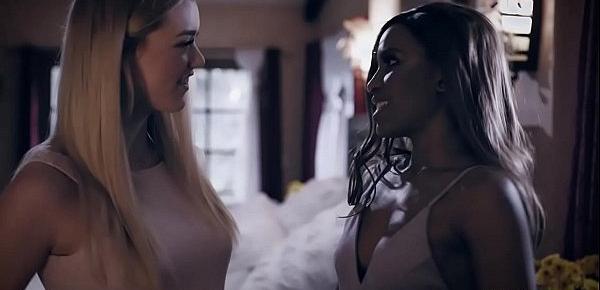  Hot models Demi Sutra and Anny Aurora find comfort with each other and started an interracial lesbian sex.